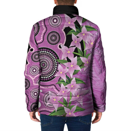 Australia Boronia Padded Jacket Aussie Native Flowers Indigenous Art - Aussie Hoodie