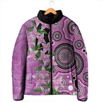 Australia Boronia Padded Jacket Aussie Native Flowers Indigenous Art - Aussie Hoodie