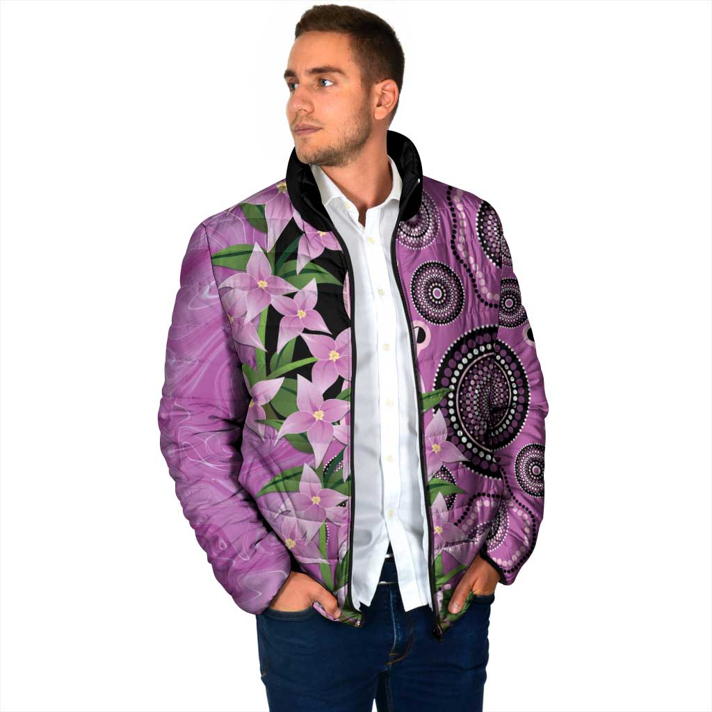 Australia Boronia Padded Jacket Aussie Native Flowers Indigenous Art - Aussie Hoodie