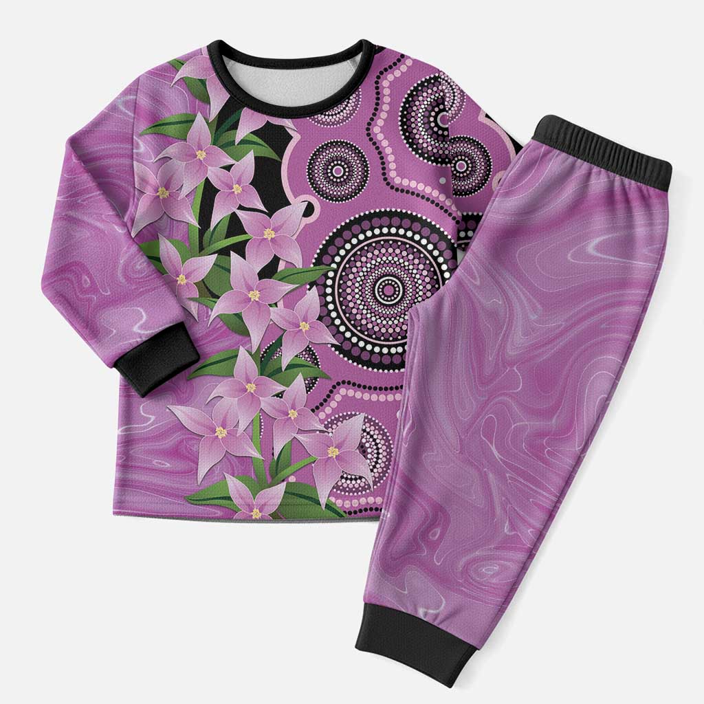 Australia Boronia Christmas Pajama Set Aussie Native Flowers Indigenous Art - Aussie Hoodie