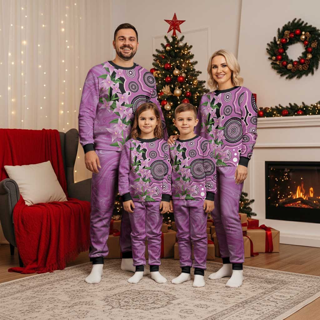 Australia Boronia Christmas Pajama Set Aussie Native Flowers Indigenous Art - Aussie Hoodie