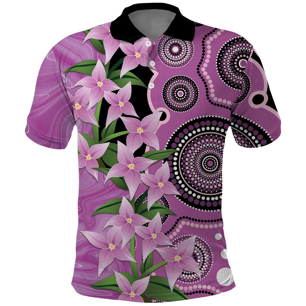 Australia Boronia Polo Shirt Aussie Native Flowers Indigenous Art - Aussie Hoodie