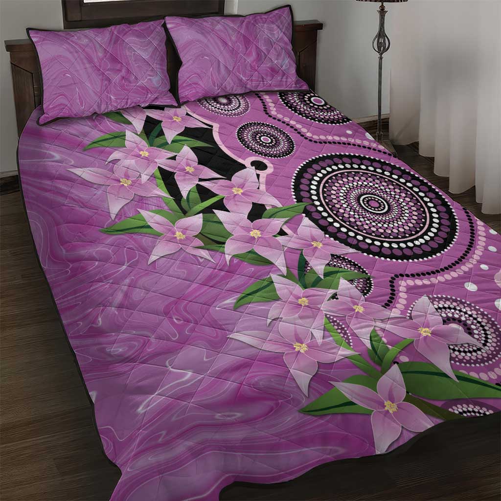 Australia Boronia Quilt Bed Set Aussie Native Flowers Indigenous Art - Aussie Hoodie