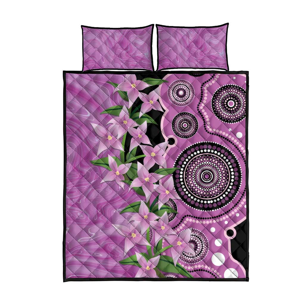Australia Boronia Quilt Bed Set Aussie Native Flowers Indigenous Art - Aussie Hoodie