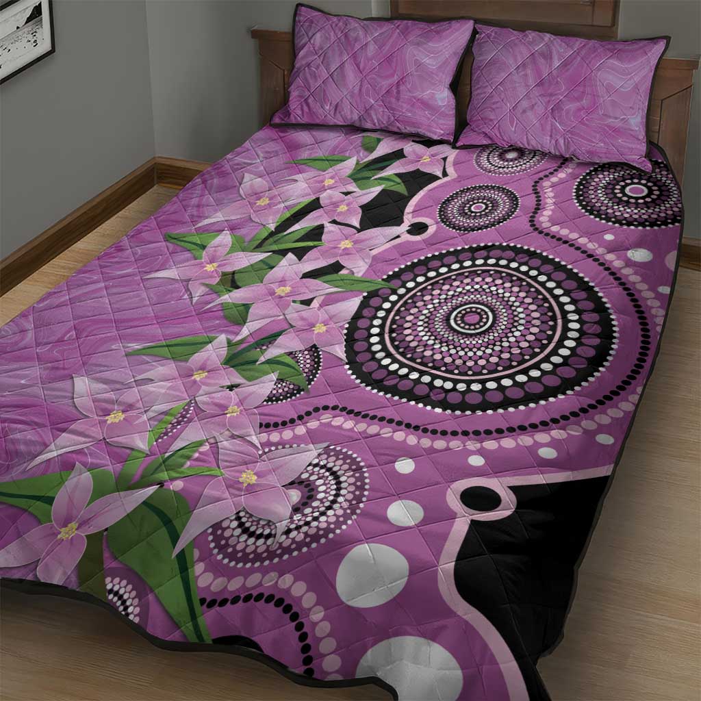 Australia Boronia Quilt Bed Set Aussie Native Flowers Indigenous Art - Aussie Hoodie
