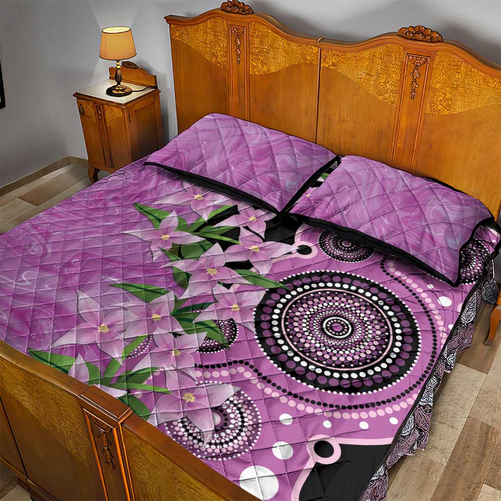 Australia Boronia Quilt Bed Set Aussie Native Flowers Indigenous Art - Aussie Hoodie