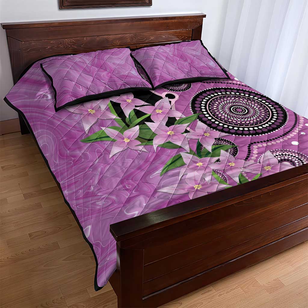 Australia Boronia Quilt Bed Set Aussie Native Flowers Indigenous Art - Aussie Hoodie