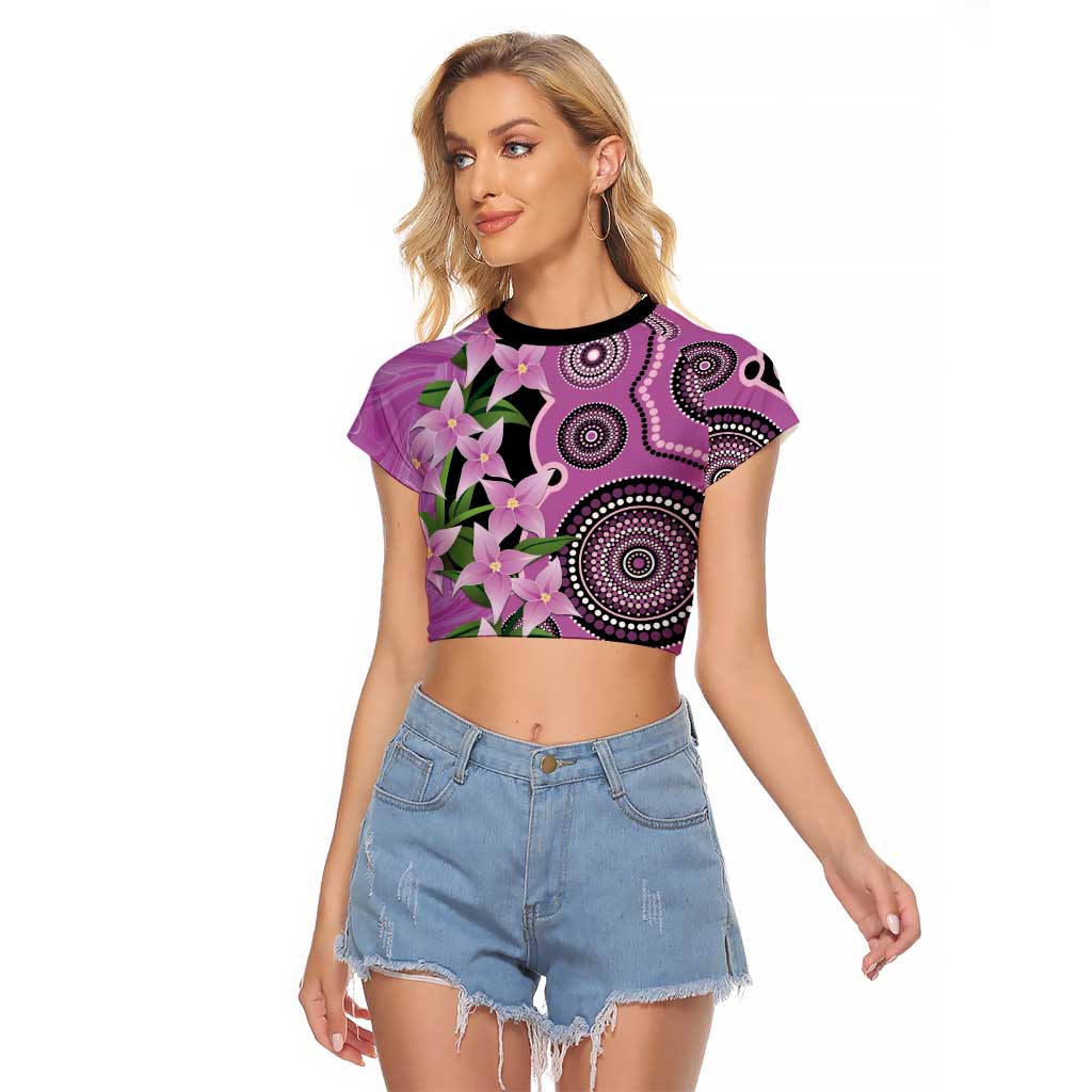 Australia Boronia Raglan Cropped T Shirt Aussie Native Flowers Indigenous Art - Aussie Hoodie