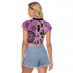 Australia Boronia Raglan Cropped T Shirt Aussie Native Flowers Indigenous Art - Aussie Hoodie