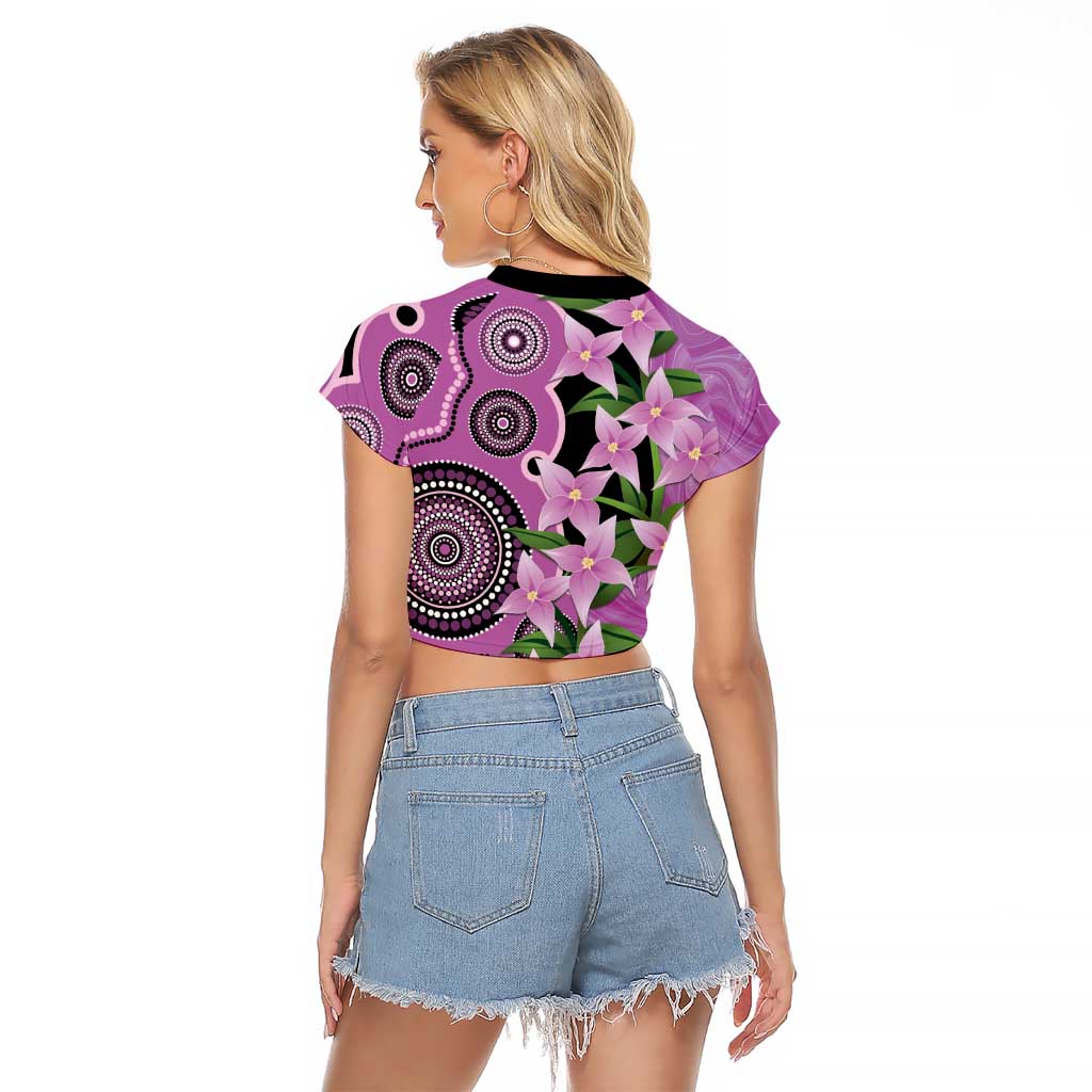 Australia Boronia Raglan Cropped T Shirt Aussie Native Flowers Indigenous Art - Aussie Hoodie