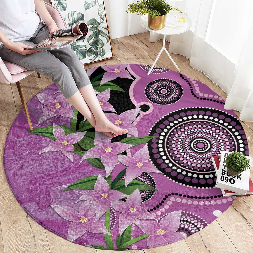 Australia Boronia Round Carpet Aussie Native Flowers Indigenous Art - Aussie Hoodie