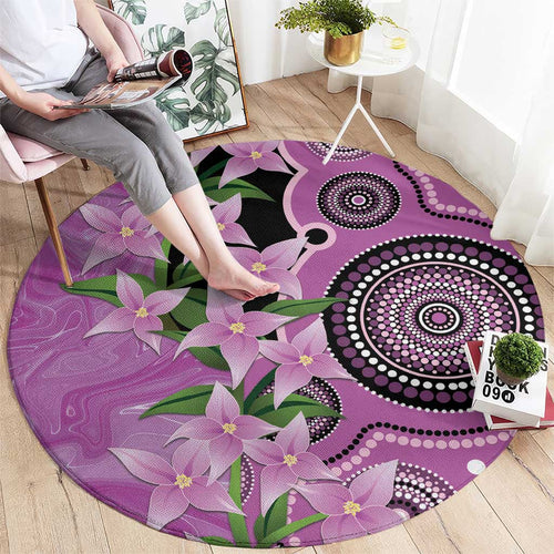 Australia Boronia Round Carpet Aussie Native Flowers Indigenous Art - Aussie Hoodie