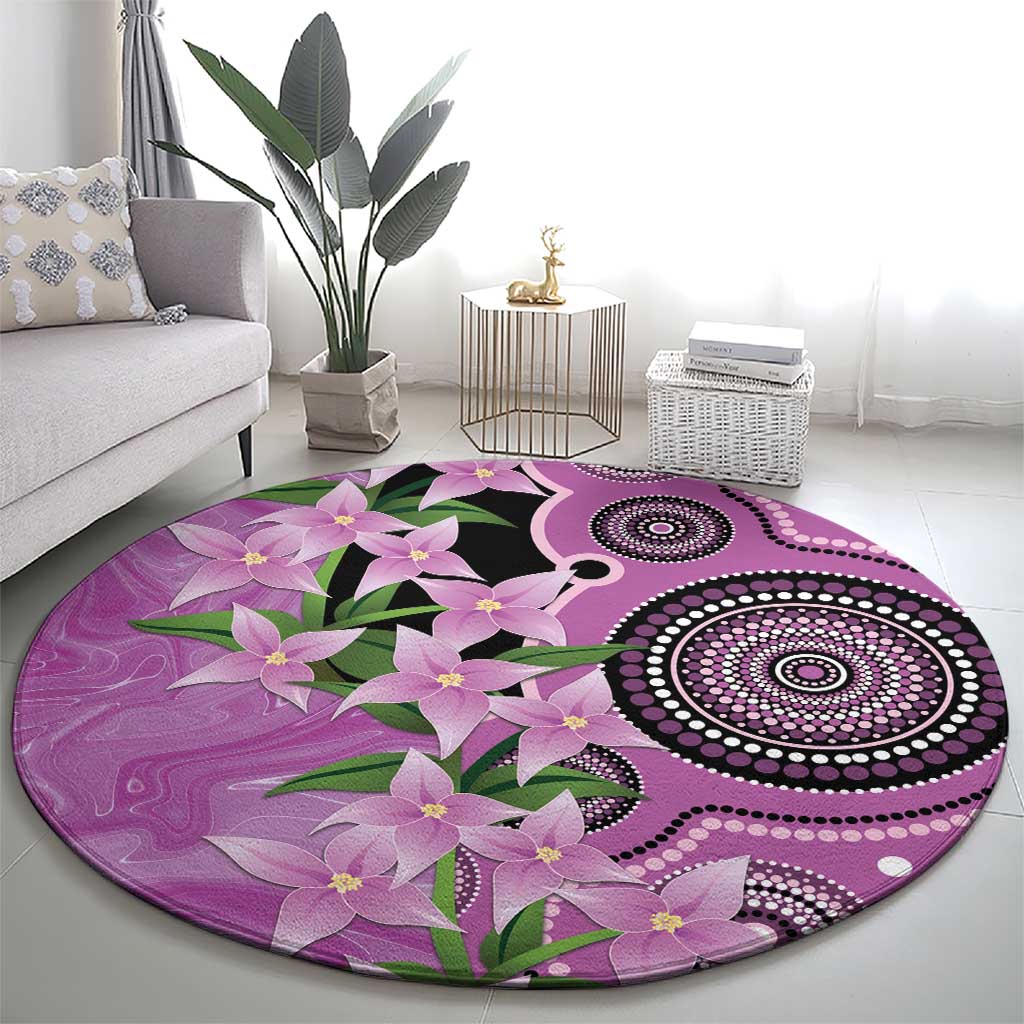 Australia Boronia Round Carpet Aussie Native Flowers Indigenous Art - Aussie Hoodie