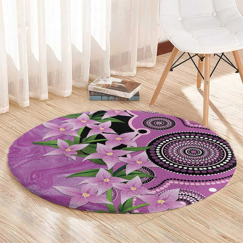 Australia Boronia Round Carpet Aussie Native Flowers Indigenous Art - Aussie Hoodie