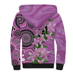 Australia Boronia Sherpa Hoodie Aussie Native Flowers Indigenous Art - Aussie Hoodie