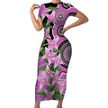 Australia Boronia Short Sleeve Bodycon Dress Aussie Native Flowers Indigenous Art - Aussie Hoodie