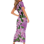 Australia Boronia Short Sleeve Bodycon Dress Aussie Native Flowers Indigenous Art - Aussie Hoodie