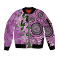 Australia Boronia Sleeve Zip Bomber Jacket Aussie Native Flowers Indigenous Art - Aussie Hoodie