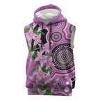 Australia Boronia Sleeveless Hoodie Aussie Native Flowers Indigenous Art - Aussie Hoodie