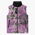Australia Boronia Sleeveless Puffer Jacket Aussie Native Flowers Indigenous Art - Aussie Hoodie