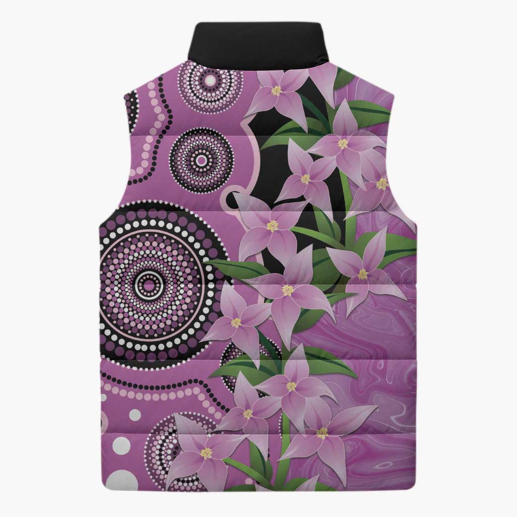 Australia Boronia Sleeveless Puffer Jacket Aussie Native Flowers Indigenous Art - Aussie Hoodie
