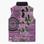 Australia Boronia Sleeveless Puffer Jacket Aussie Native Flowers Indigenous Art - Aussie Hoodie