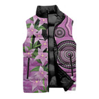 Australia Boronia Sleeveless Puffer Jacket Aussie Native Flowers Indigenous Art - Aussie Hoodie