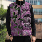 Australia Boronia Sleeveless Puffer Jacket Aussie Native Flowers Indigenous Art - Aussie Hoodie