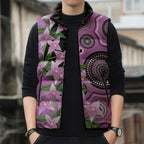 Australia Boronia Sleeveless Puffer Jacket Aussie Native Flowers Indigenous Art - Aussie Hoodie