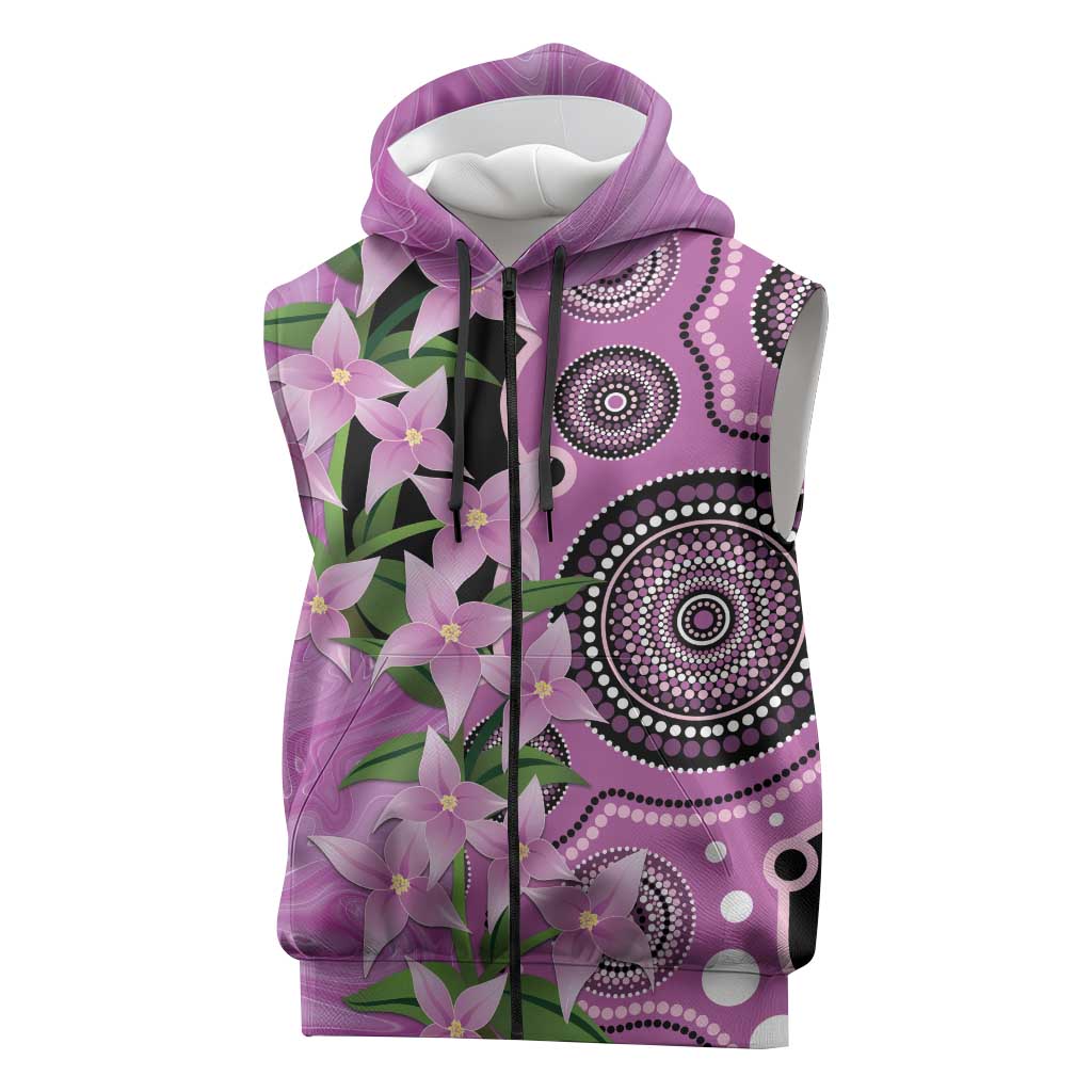 Australia Boronia Sleeveless Zip Hoodie Aussie Native Flowers Indigenous Art LT14