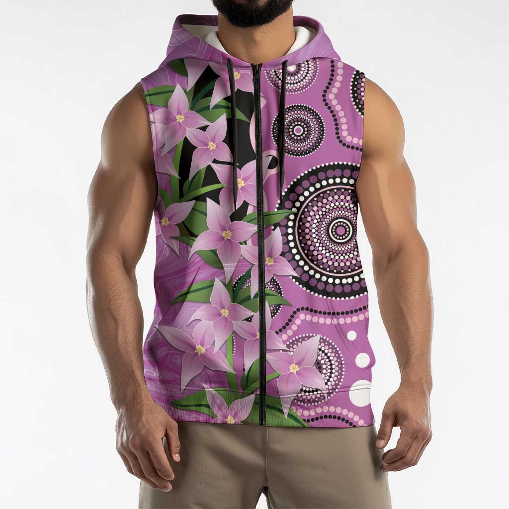 Australia Boronia Sleeveless Zip Hoodie Aussie Native Flowers Indigenous Art LT14