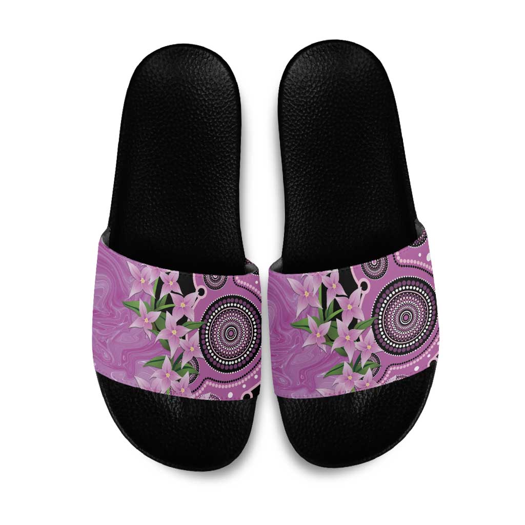 Australia Boronia Slide Sandals Aussie Native Flowers Indigenous Art - Aussie Hoodie