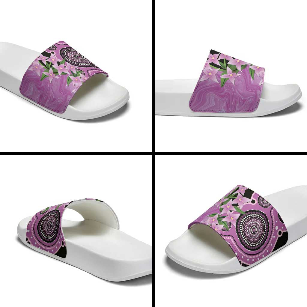 Australia Boronia Slide Sandals Aussie Native Flowers Indigenous Art - Aussie Hoodie