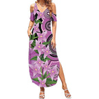 Australia Boronia Summer Maxi Dress Aussie Native Flowers Indigenous Art - Aussie Hoodie