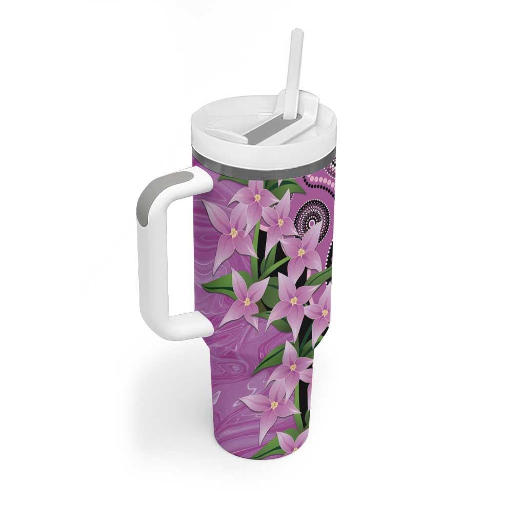 Australia Boronia Tumbler With Handle Aussie Native Flowers Indigenous Art - Aussie Hoodie