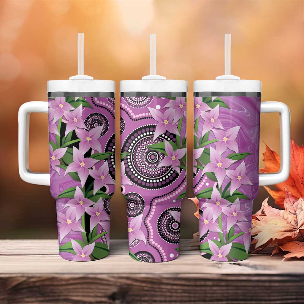Australia Boronia Tumbler With Handle Aussie Native Flowers Indigenous Art - Aussie Hoodie