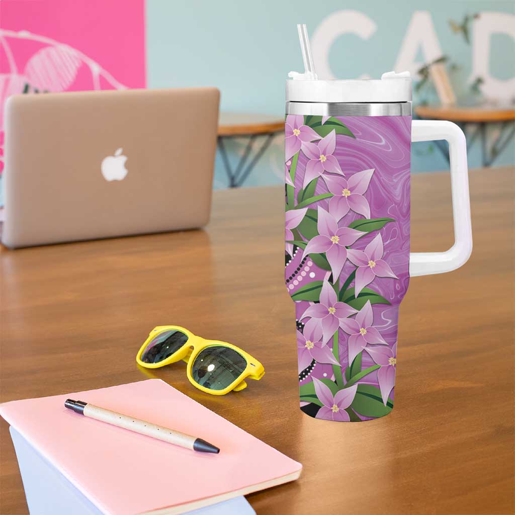 Australia Boronia Tumbler With Handle Aussie Native Flowers Indigenous Art - Aussie Hoodie