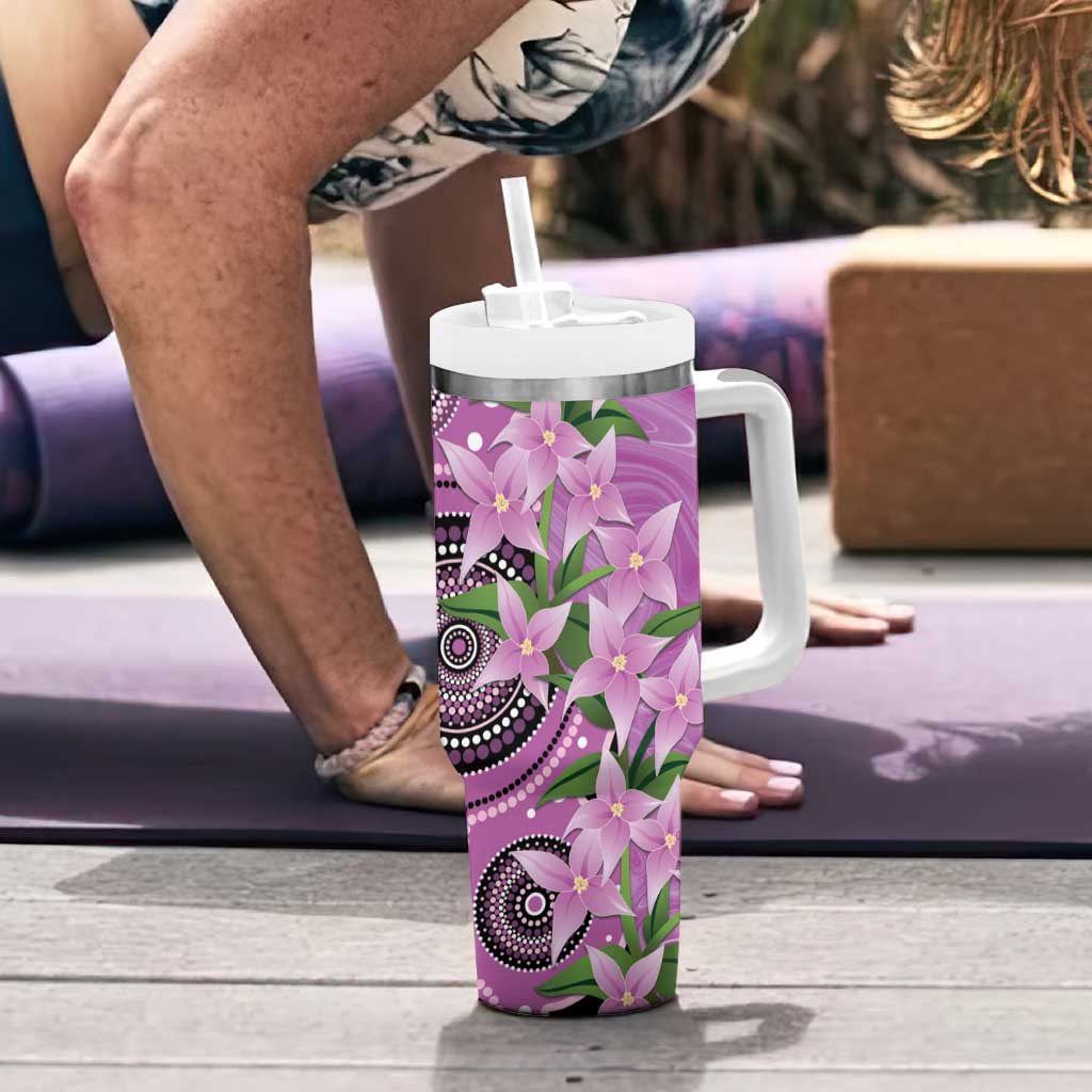 Australia Boronia Tumbler With Handle Aussie Native Flowers Indigenous Art - Aussie Hoodie