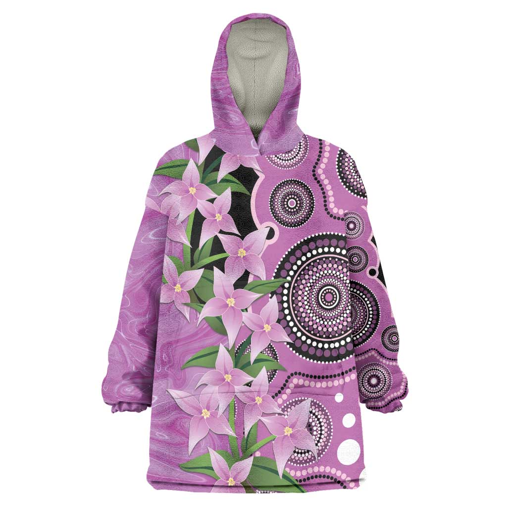 Australia Boronia Wearable Blanket Hoodie Aussie Native Flowers Indigenous Art - Aussie Hoodie