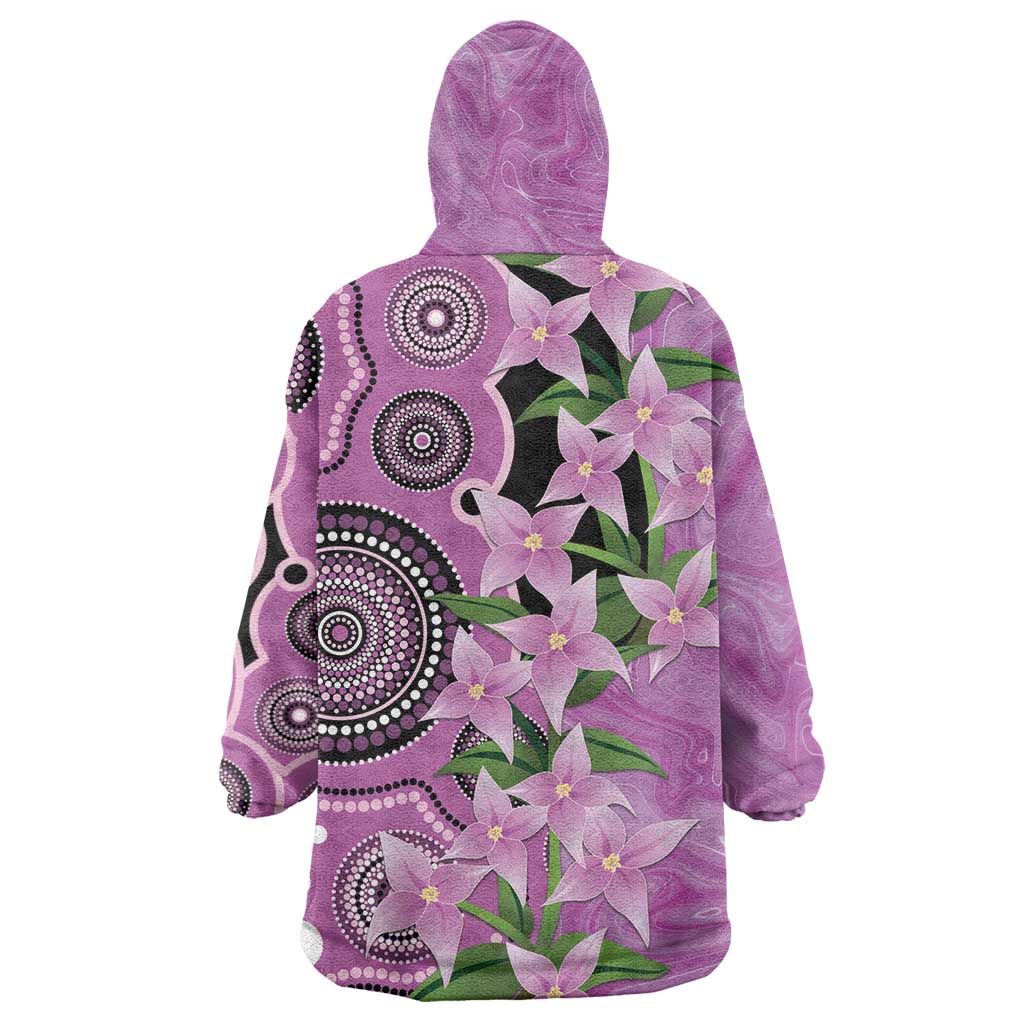 Australia Boronia Wearable Blanket Hoodie Aussie Native Flowers Indigenous Art - Aussie Hoodie