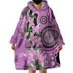 Australia Boronia Wearable Blanket Hoodie Aussie Native Flowers Indigenous Art - Aussie Hoodie