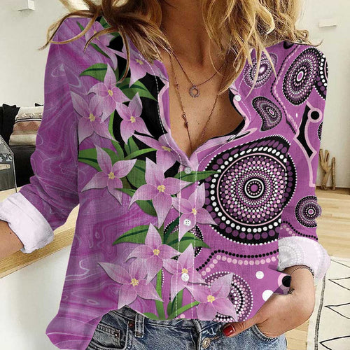 Australia Boronia Women Casual Shirt Aussie Native Flowers Indigenous Art - Aussie Hoodie