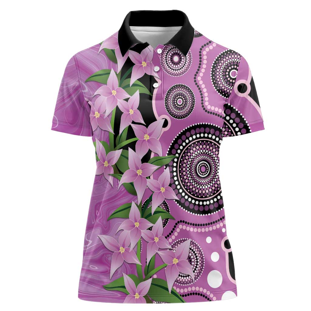 Australia Boronia Women Polo Shirt Aussie Native Flowers Indigenous Art - Aussie Hoodie