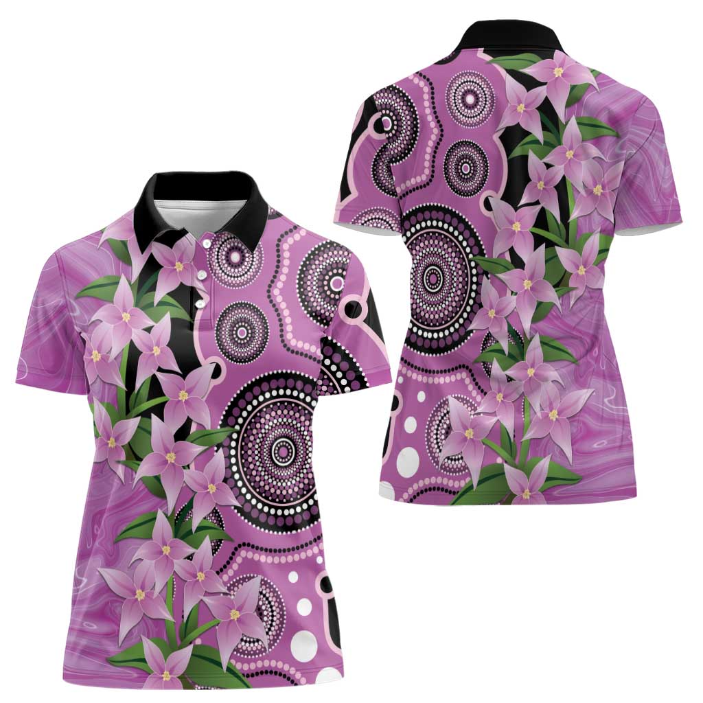 Australia Boronia Women Polo Shirt Aussie Native Flowers Indigenous Art - Aussie Hoodie