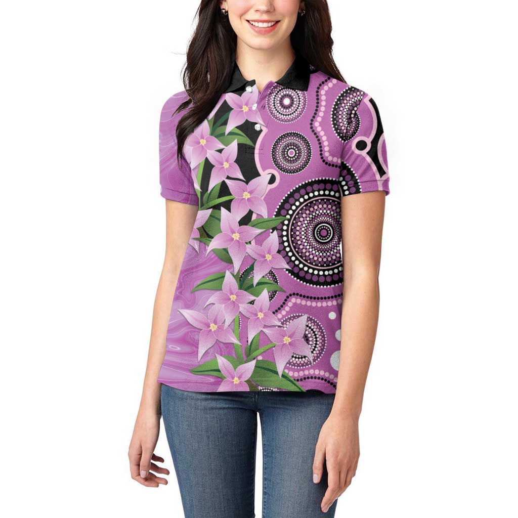 Australia Boronia Women Polo Shirt Aussie Native Flowers Indigenous Art - Aussie Hoodie