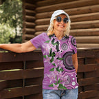 Australia Boronia Women Polo Shirt Aussie Native Flowers Indigenous Art - Aussie Hoodie