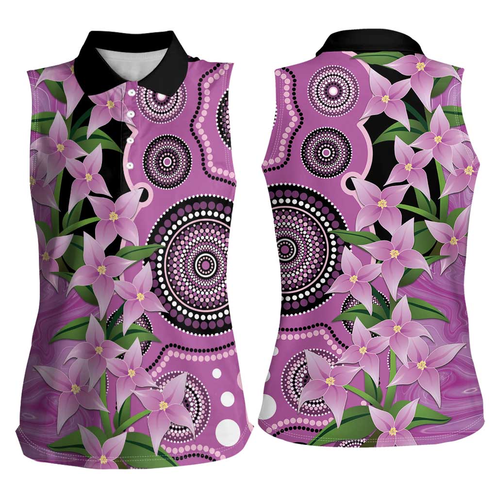 Australia Boronia Women Sleeveless Polo Shirt Aussie Native Flowers Indigenous Art - Aussie Hoodie