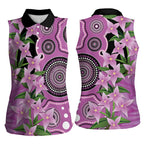 Australia Boronia Women Sleeveless Polo Shirt Aussie Native Flowers Indigenous Art - Aussie Hoodie