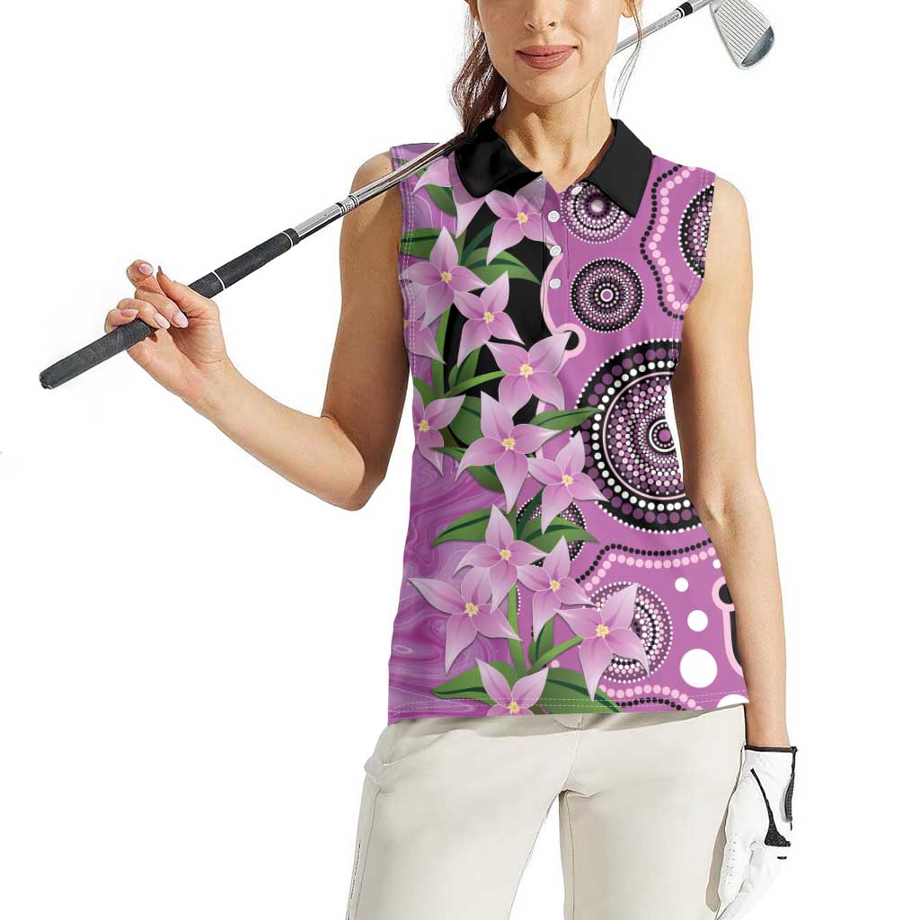 Australia Boronia Women Sleeveless Polo Shirt Aussie Native Flowers Indigenous Art - Aussie Hoodie