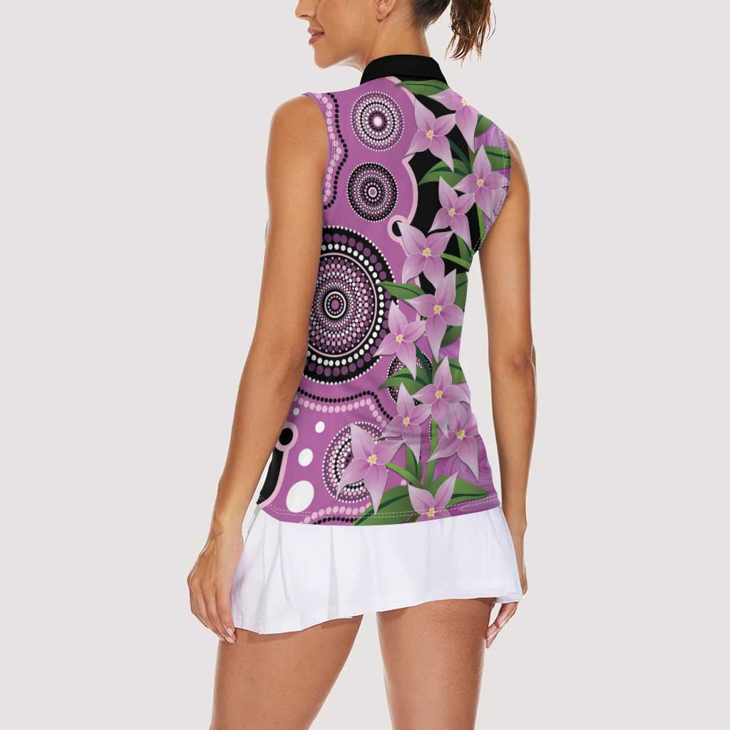 Australia Boronia Women Sleeveless Polo Shirt Aussie Native Flowers Indigenous Art - Aussie Hoodie